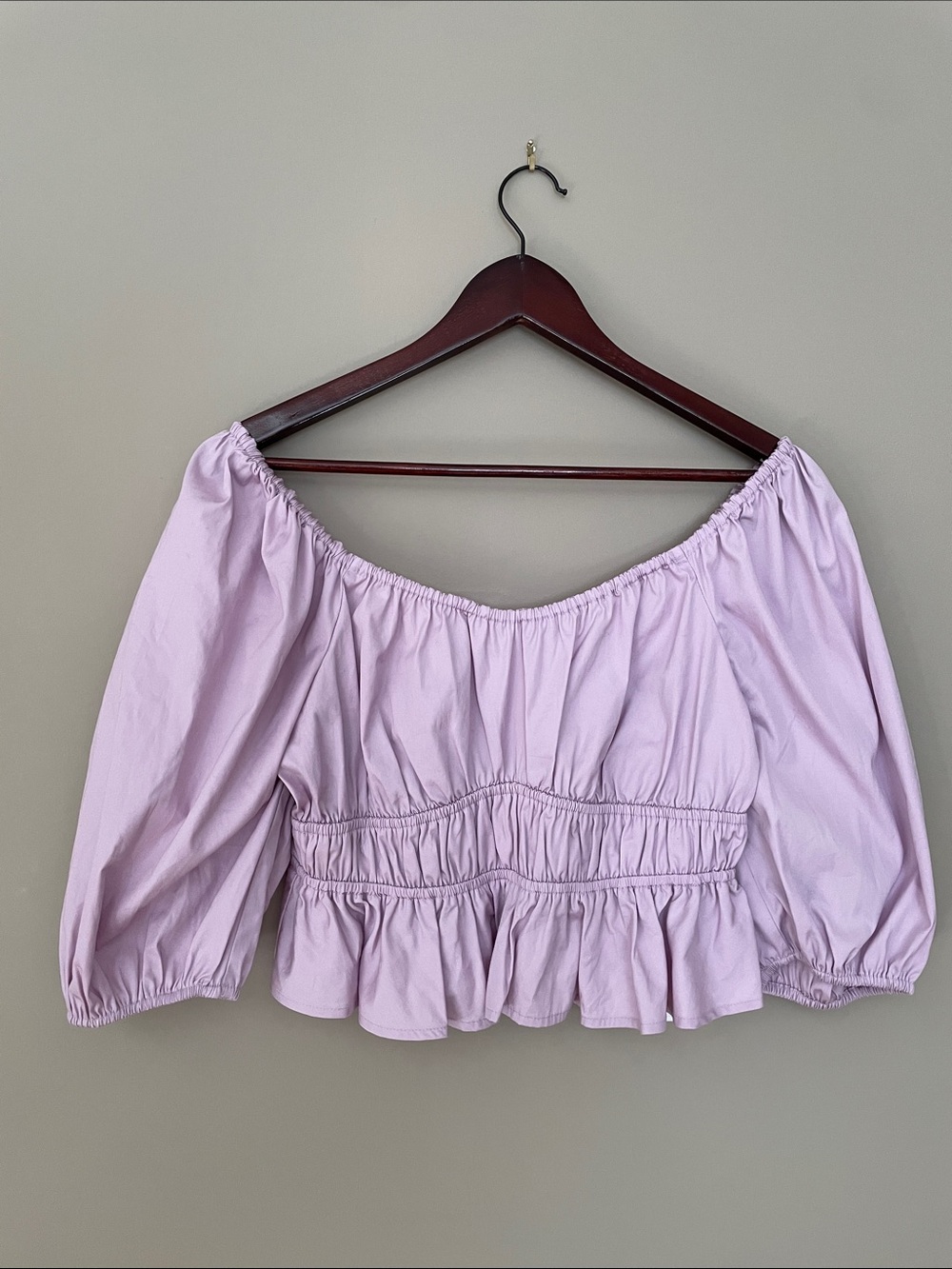Hudson North Lavender Off-Shoulder Cotton Peasant Blouse